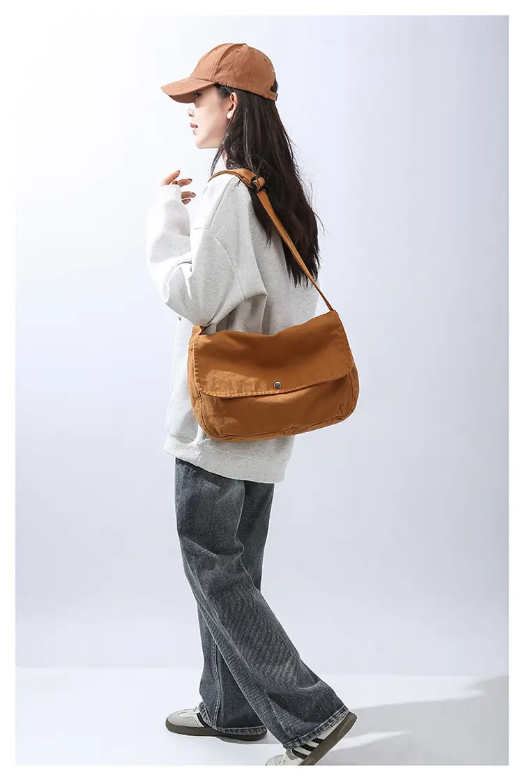 Pure Cotton Crossbody Bag Black Canvas 16oz — feature 32