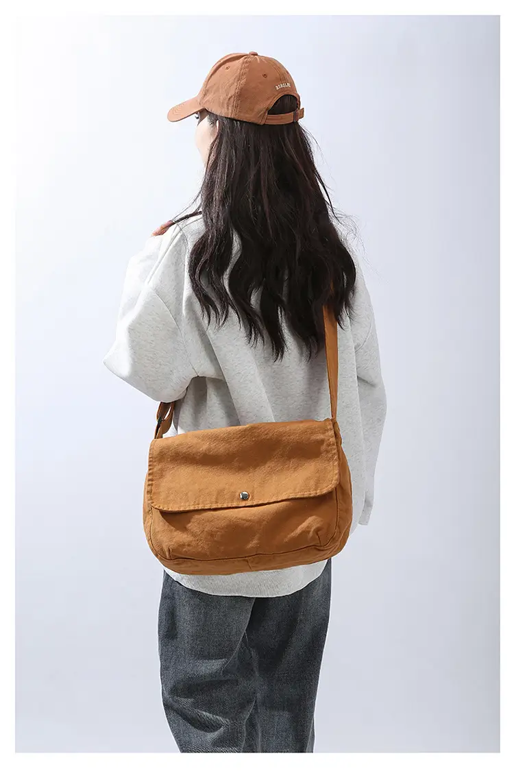 Pure Cotton Crossbody Bag Black Canvas 16oz — feature 33