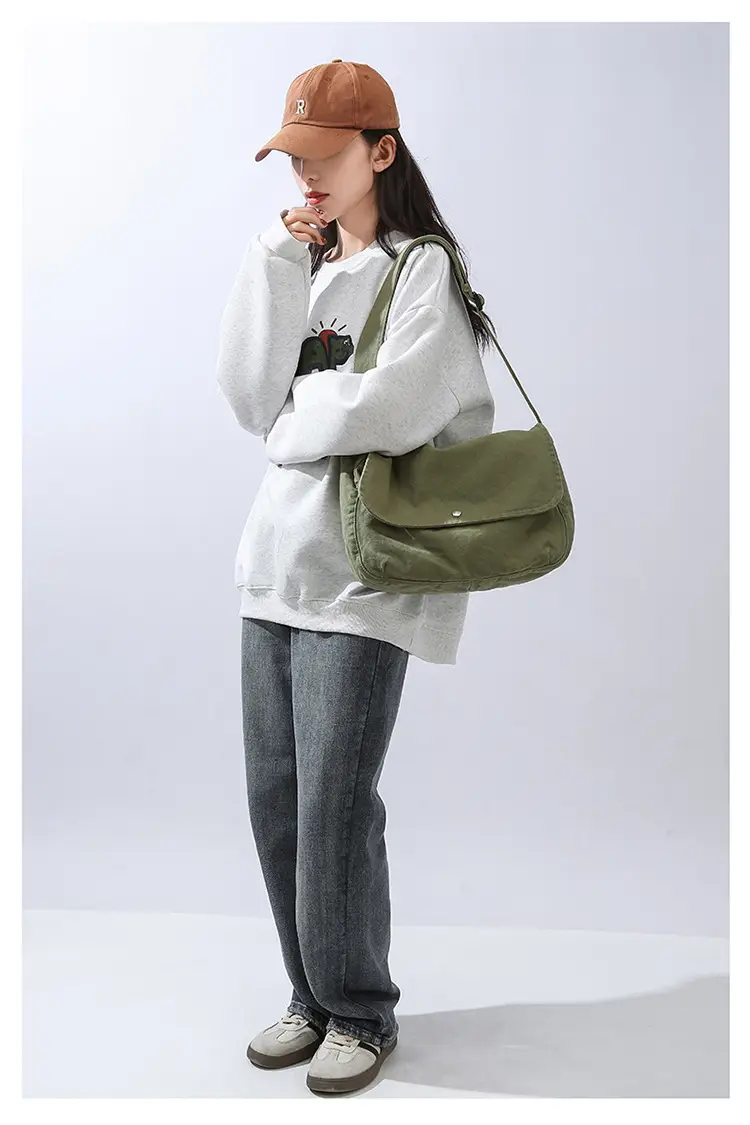Pure Cotton Crossbody Bag Black Canvas 16oz — feature 36