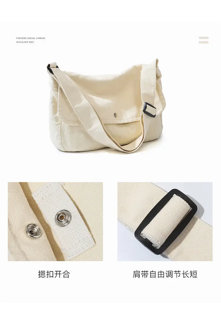 Pure Cotton Crossbody Bag Black Canvas 16oz — feature 8
