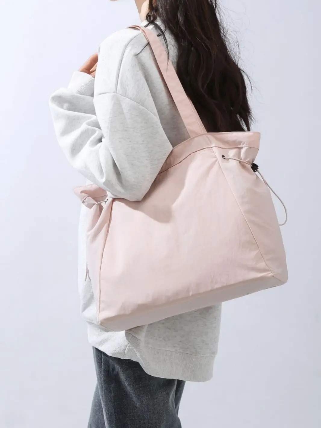 Waterproof Nylon Shoulder Bag Large Capacity Pink