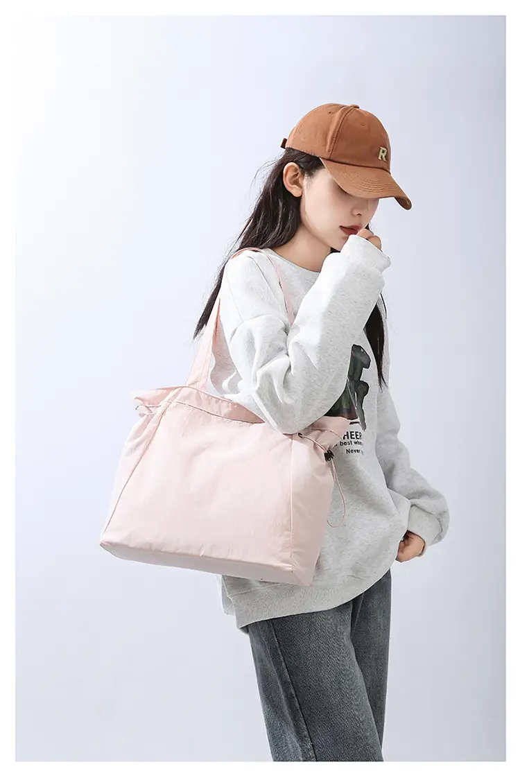 Waterproof Nylon Shoulder Bag Large Capacity Pink — feature 29