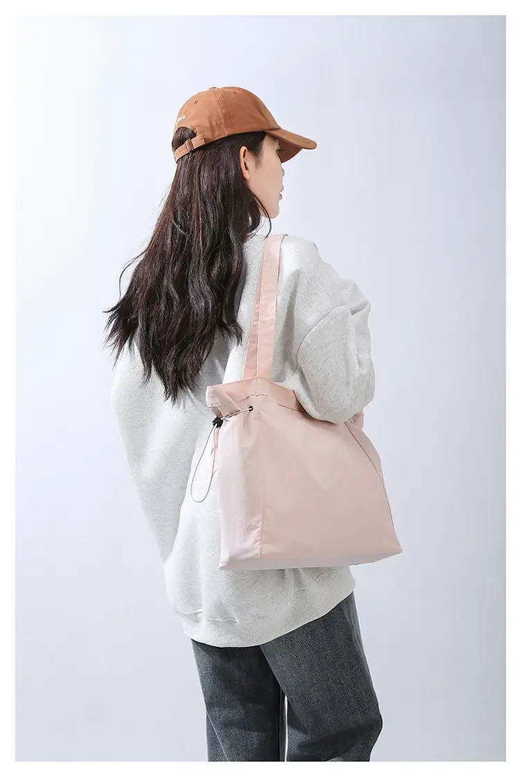 Waterproof Nylon Shoulder Bag Large Capacity Pink — feature 30