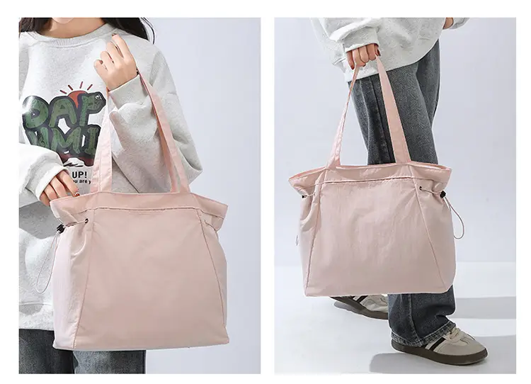 Waterproof Nylon Shoulder Bag Large Capacity Pink — feature 31