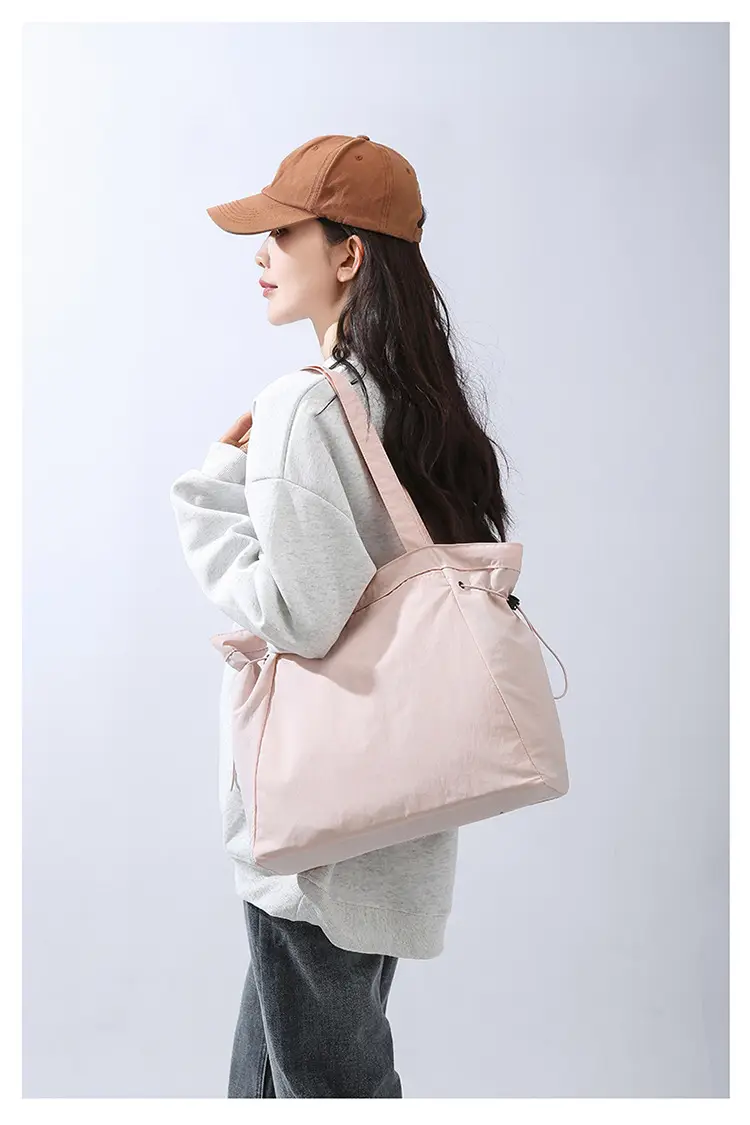 Waterproof Nylon Shoulder Bag Large Capacity Pink — feature 32