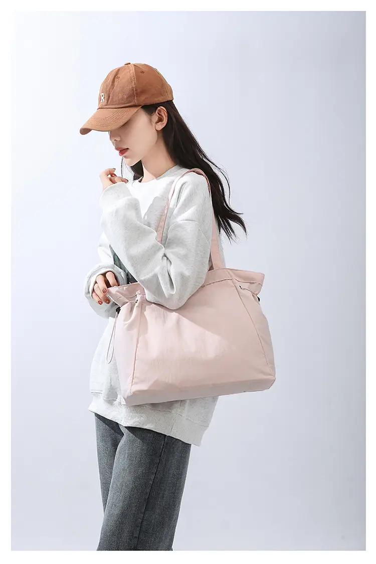 Waterproof Nylon Shoulder Bag Large Capacity Pink — feature 33