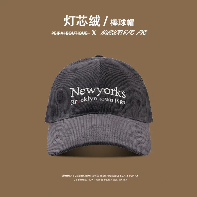 New Yorks Embroidered Beige Baseball Cap Winter Warm — feature 12