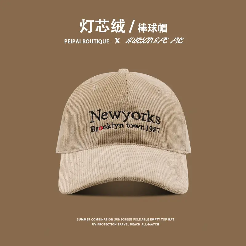New Yorks Embroidered Beige Baseball Cap Winter Warm — feature 5