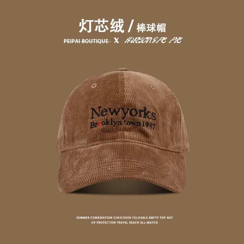 New Yorks Embroidered Beige Baseball Cap Winter Warm — feature 9