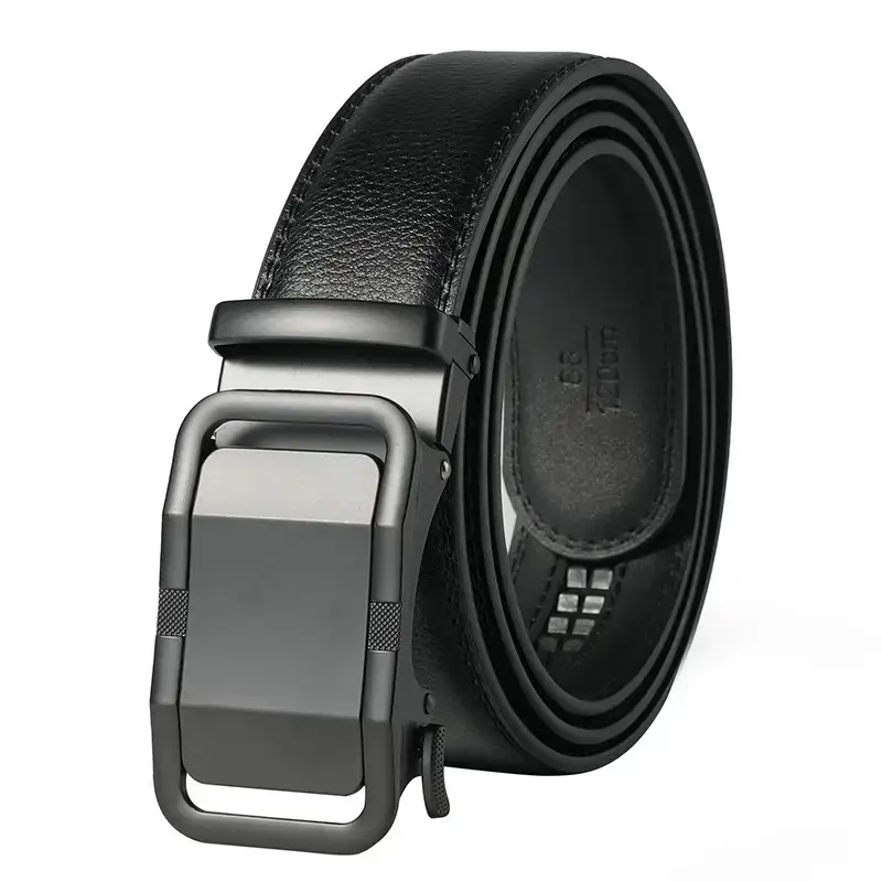 Men's Black Leather Automatic Buckle Belt with Digital Display - Image 6