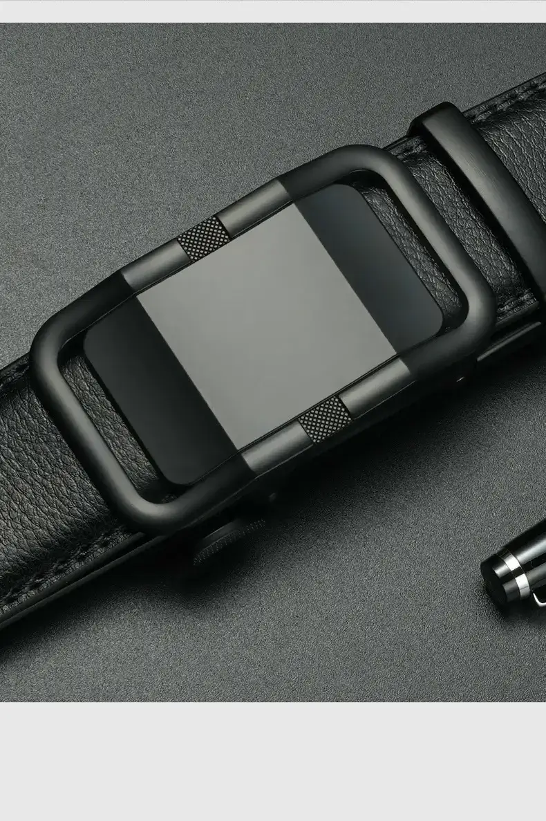 Men's Black Leather Automatic Buckle Belt with Digital Display — feature 10