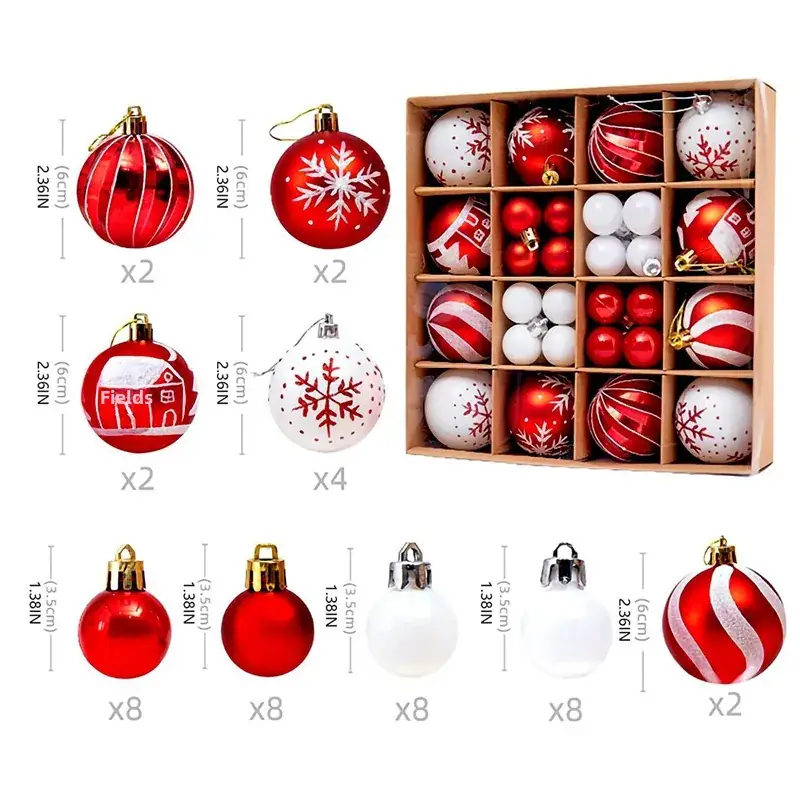 Cross-Country Christmas Tree Balls 44Pcs Box