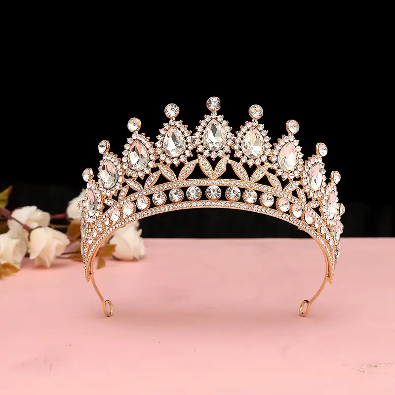 Princess Crown with Emerald Stones for Weddings & Parties