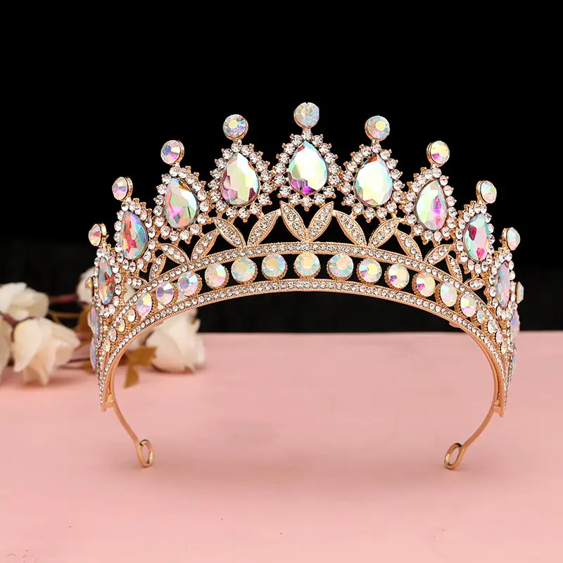 Princess Crown with Emerald Stones for Weddings & Parties