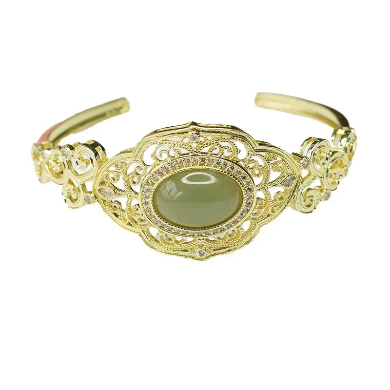 Guan Yu Jade Hollow Bracelet Chinese Style Gold - Image 6