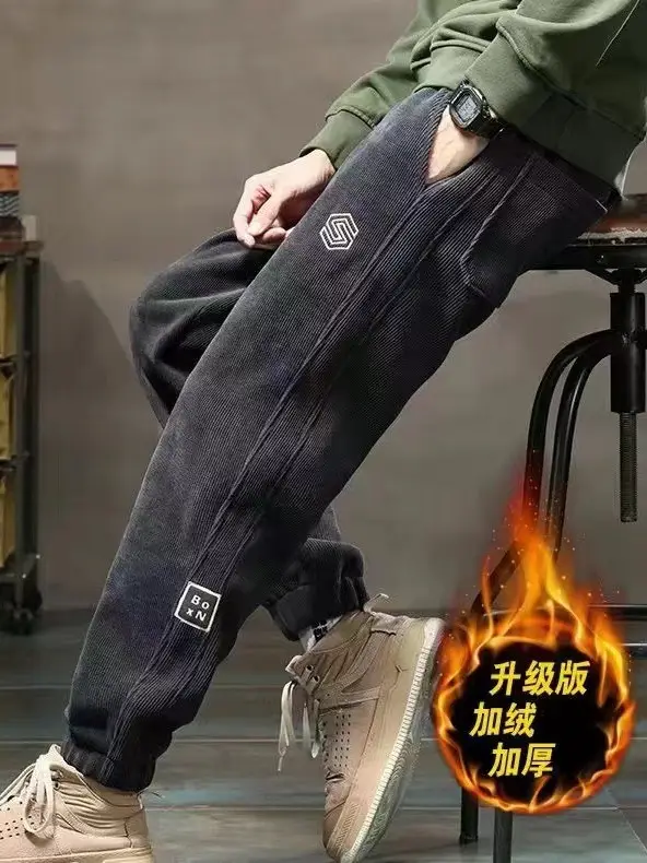 Men Fleece Lit Pants Winter Cold Proof Thick Black - Image 28