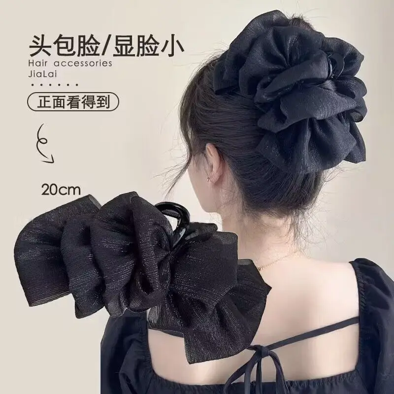 New Silver Cloud Hairpin Women's Fabric Elegant Retro Double-Sided Bubble Hair Clip - Image 5
