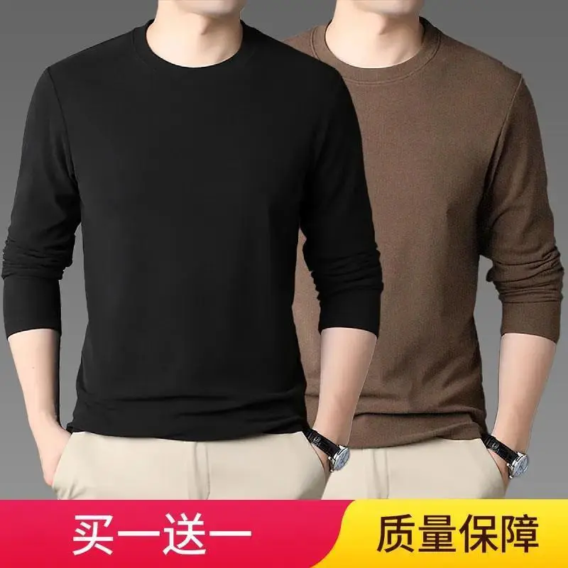 Men's Black Fleece Lined Long Sleeve T-Shirt - Image 8