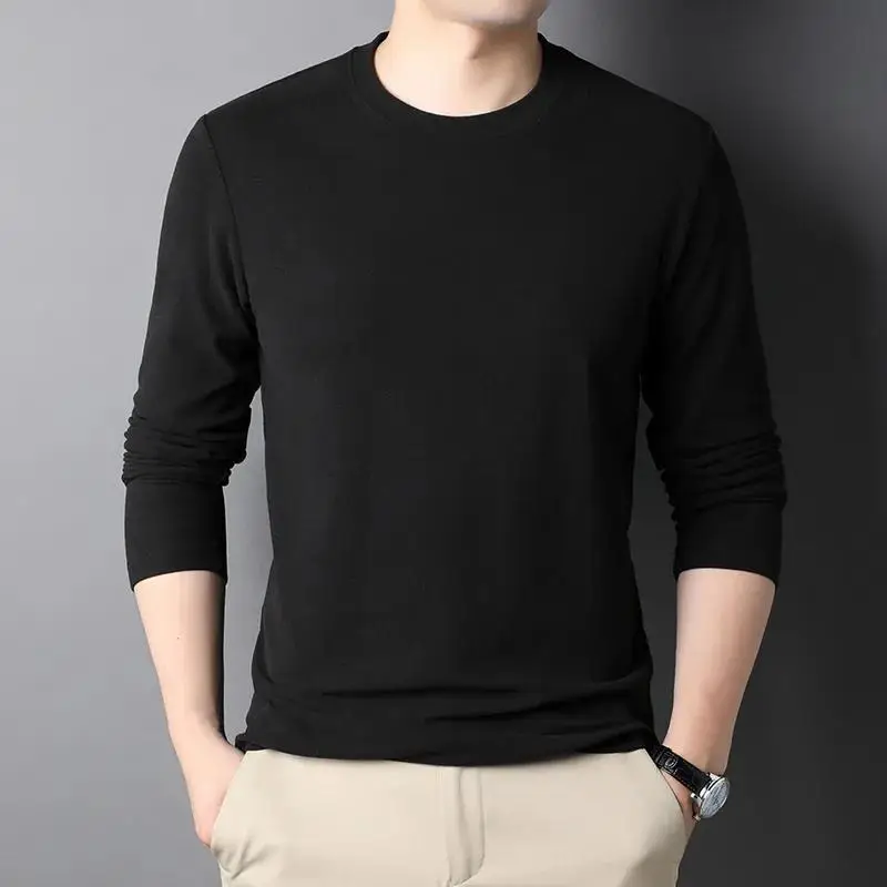 Men's Black Fleece Lined Long Sleeve T-Shirt - Image 10