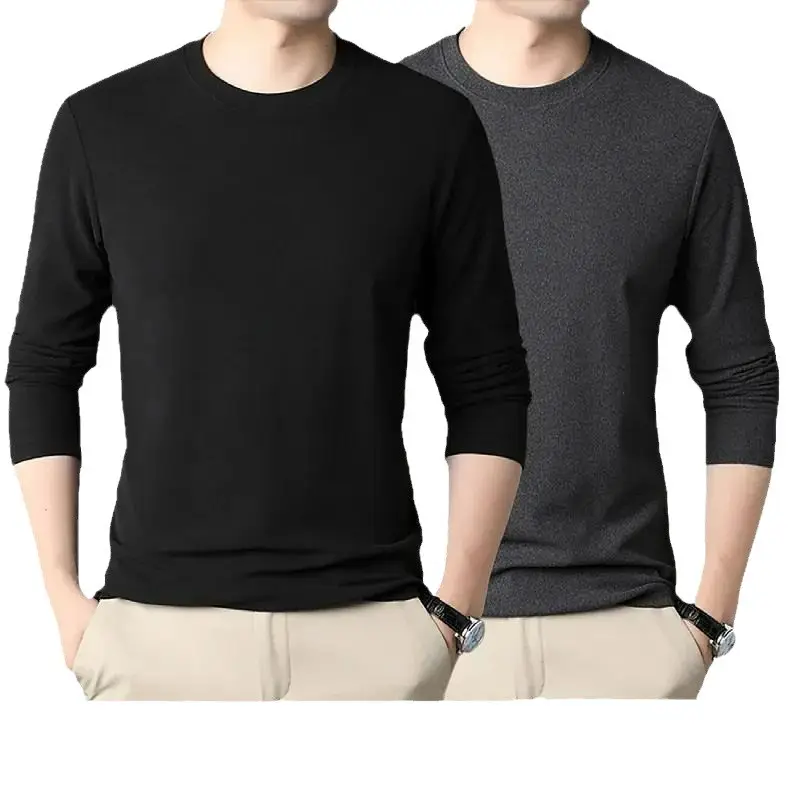 Men's Black Fleece Lined Long Sleeve T-Shirt - Image 11