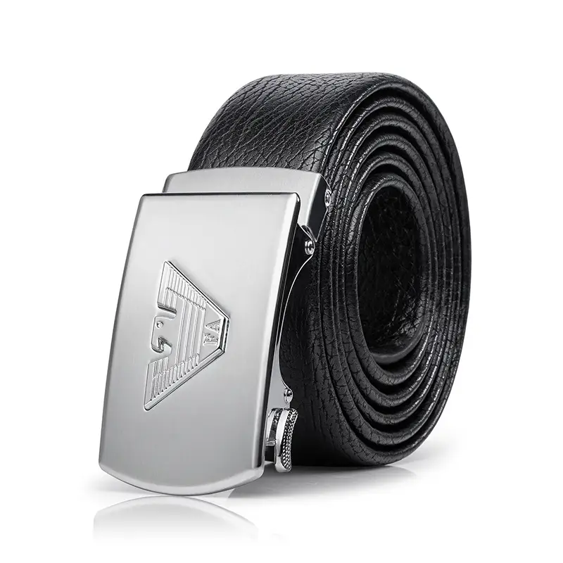 2021 Men's Leather Belt with Automatic Buckle & Gold Plated Design - Image 2