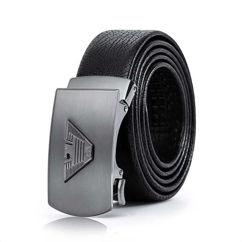 2021 Men's Leather Belt with Automatic Buckle & Gold Plated Design - Image 3