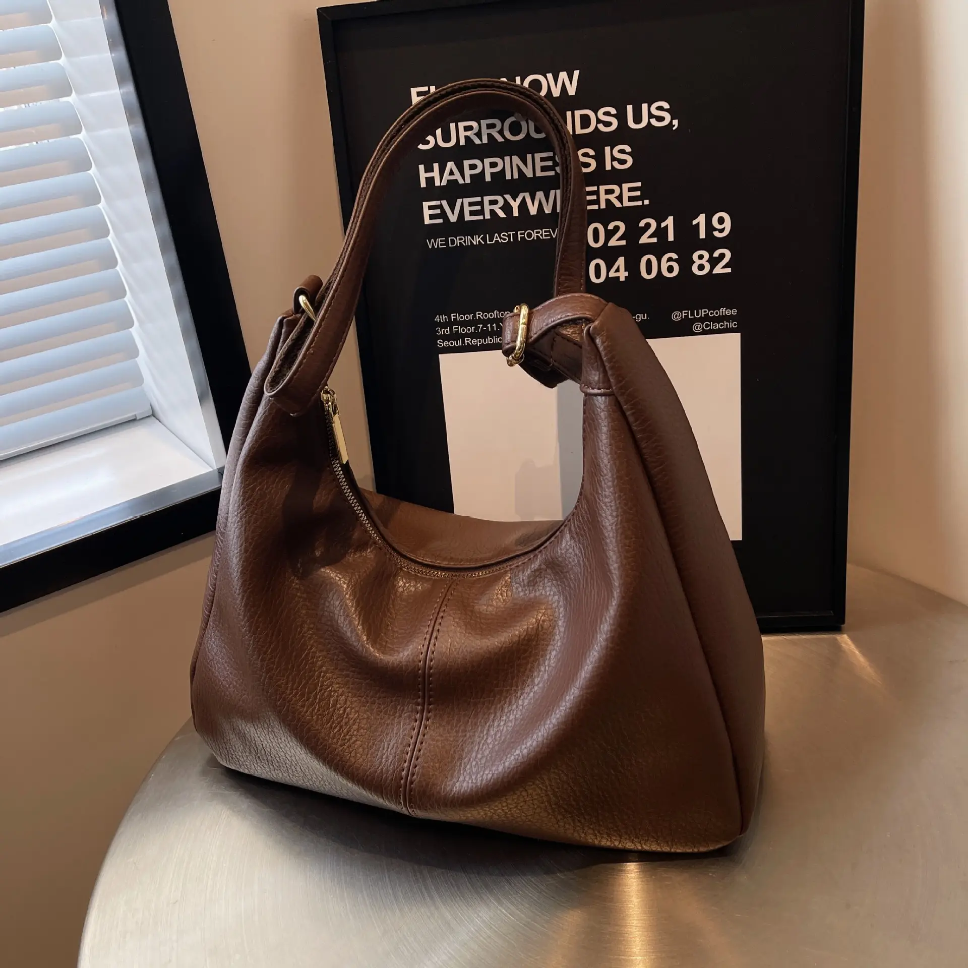 Black Leather Shoulder Bag for Women 2023