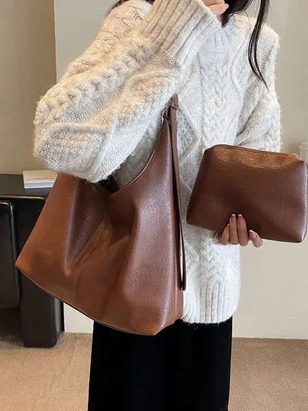 Black Leather Shoulder Bag for Women Winter 2023 - Image 6