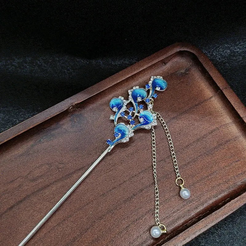 Blue Xiangyun Tassel Hairpin for Women - Image 5