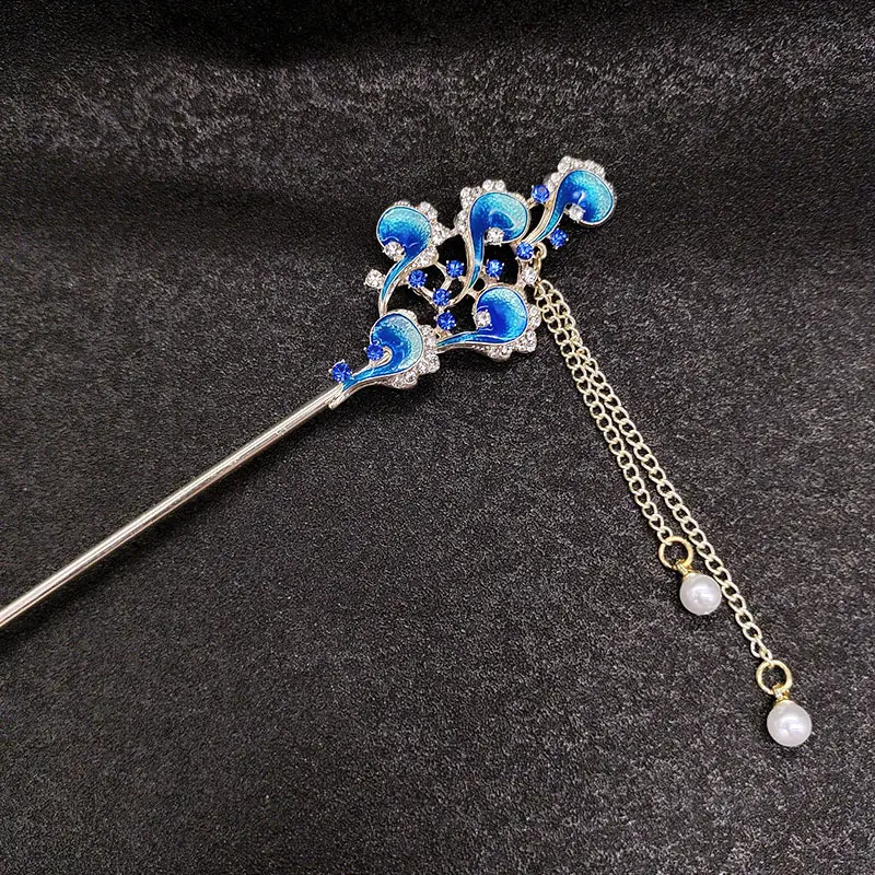 Blue Xiangyun Tassel Hairpin for Women — feature 7