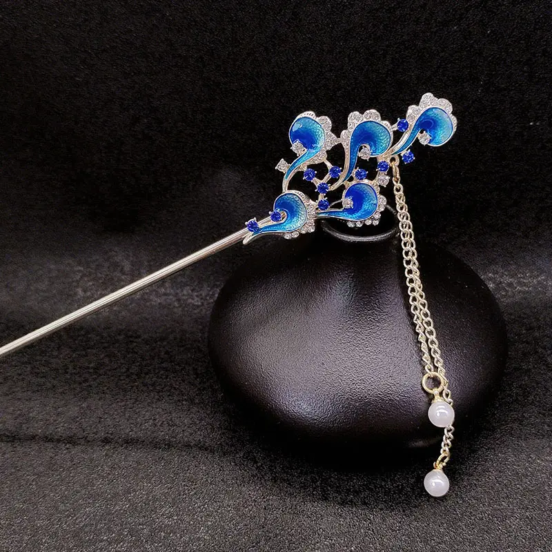 Blue Xiangyun Tassel Hairpin for Women — feature 8