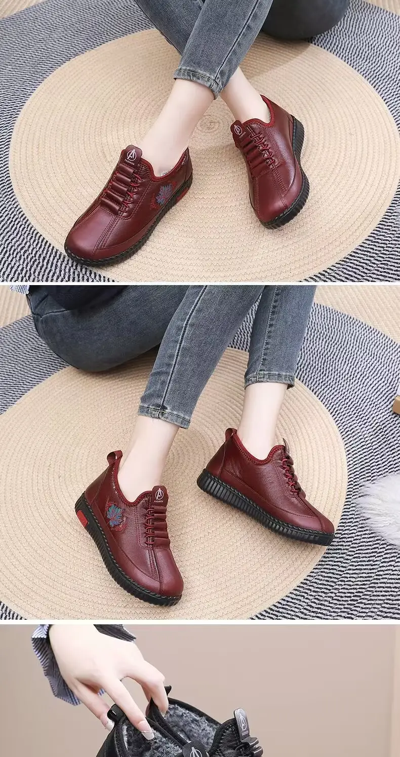 Winter New Non-slip Slip-on Casual Women's Shoes fleece-lined Snow Boots Thickened Women's Shoes Middle-aged and Elderly Moms Shoes — feature 13