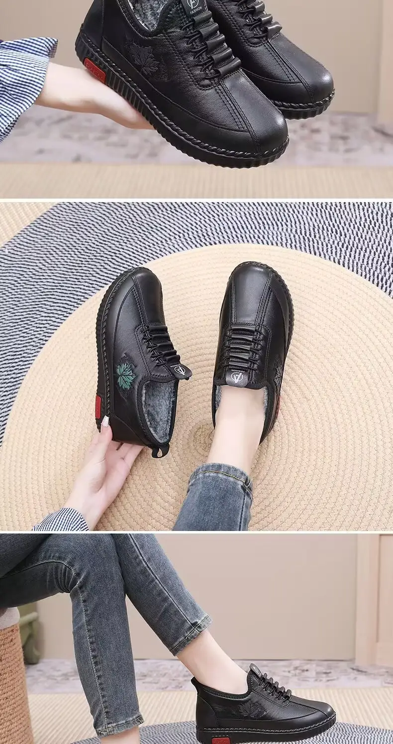 Winter New Non-slip Slip-on Casual Women's Shoes fleece-lined Snow Boots Thickened Women's Shoes Middle-aged and Elderly Moms Shoes — feature 14