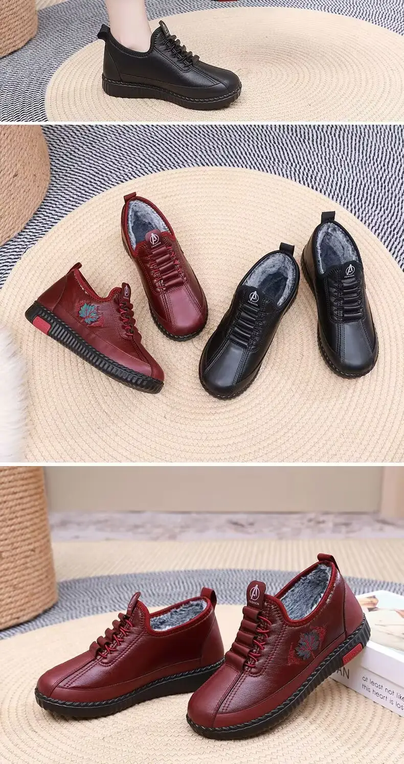 Winter New Non-slip Slip-on Casual Women's Shoes fleece-lined Snow Boots Thickened Women's Shoes Middle-aged and Elderly Moms Shoes — feature 15