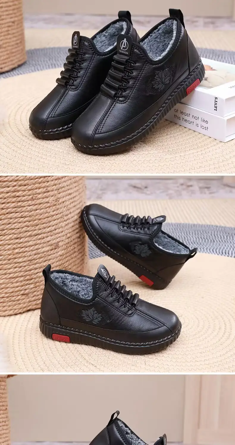 Winter New Non-slip Slip-on Casual Women's Shoes fleece-lined Snow Boots Thickened Women's Shoes Middle-aged and Elderly Moms Shoes — feature 16