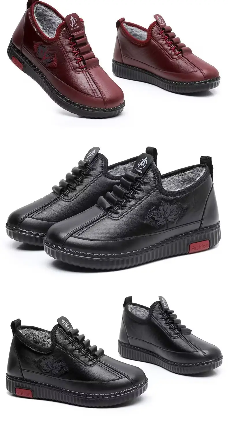 Winter New Non-slip Slip-on Casual Women's Shoes fleece-lined Snow Boots Thickened Women's Shoes Middle-aged and Elderly Moms Shoes — feature 18