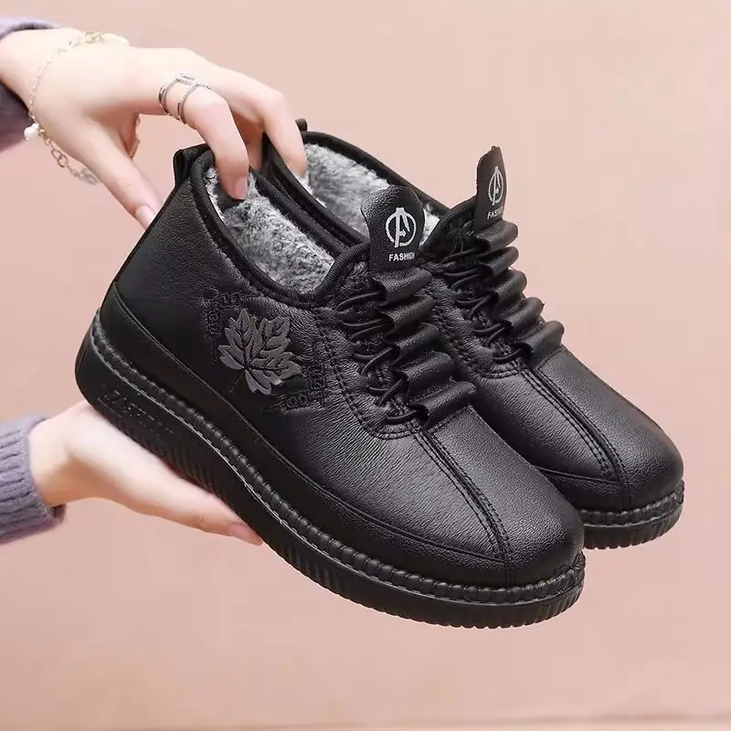 Winter New Non-slip Slip-on Casual Women's Shoes fleece-lined Snow Boots Thickened Women's Shoes Middle-aged and Elderly Moms Shoes - Image 2