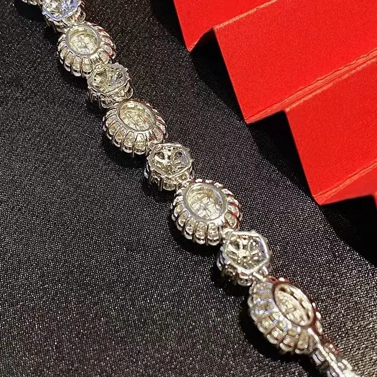 925 Silver Plated Blue Chalcedony Bracelet for Women - Image 8