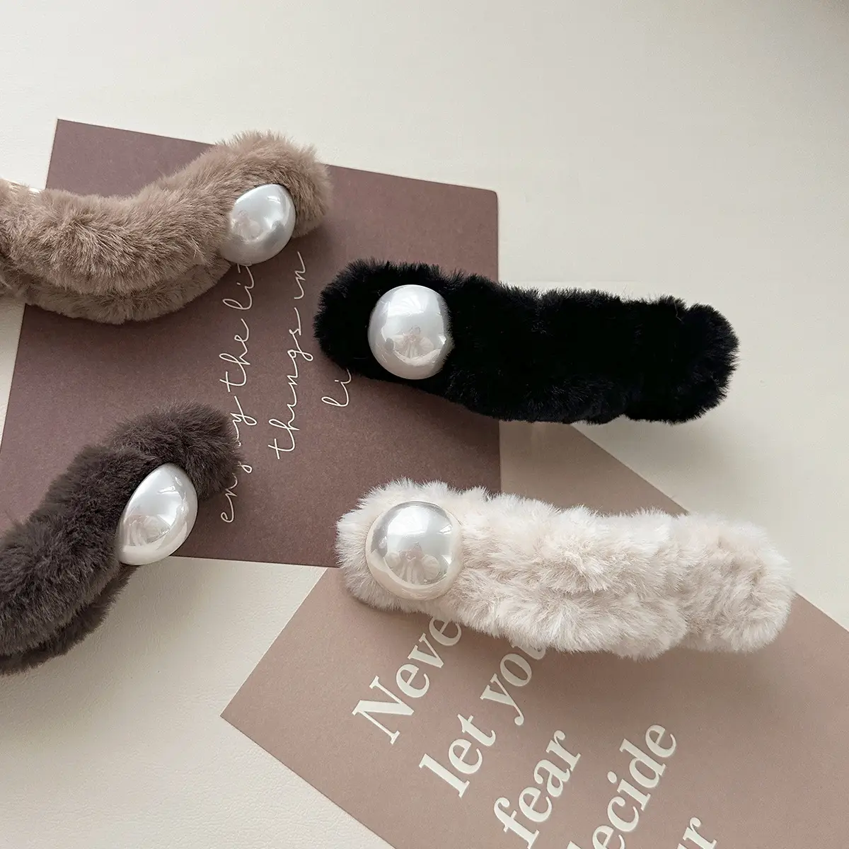 Furry Pearl Hairpin for Women Autumn Winter - Image 5
