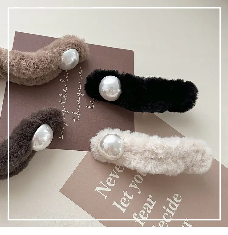 Furry Pearl Hairpin for Women Autumn Winter — feature 1