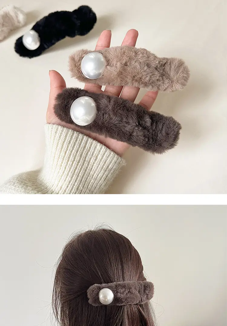Furry Pearl Hairpin for Women Autumn Winter — feature 4