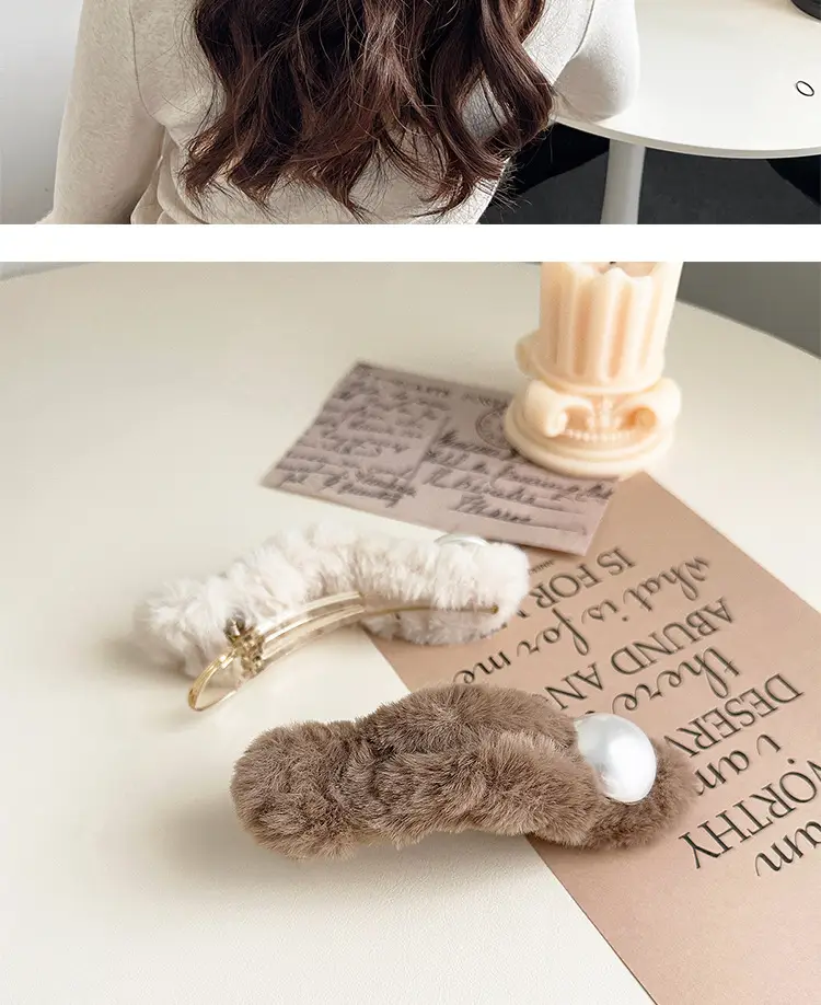 Furry Pearl Hairpin for Women Autumn Winter — feature 6