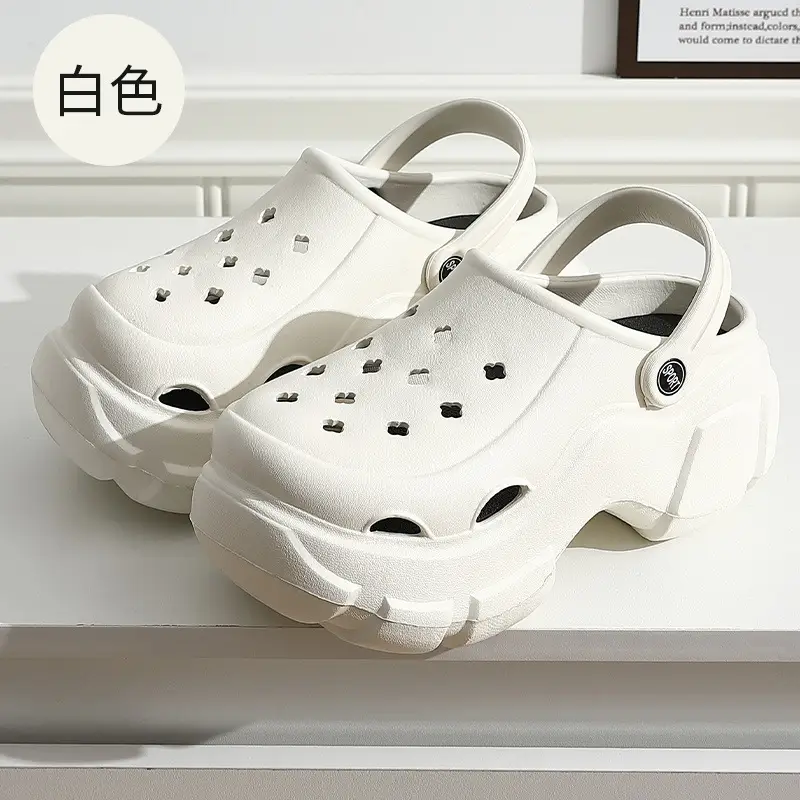 Thick-Soled Croc Shoes Women's Summer Outerwear Thick-Soled Beach Non-Slip Baotou Shit-Feeling Shoe Buckle Sandals and Slippers for Home Summer Wholesale
