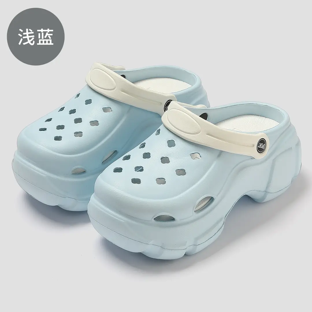 Thick-Soled Croc Shoes Women's Summer Outerwear Thick-Soled Beach Non-Slip Baotou Shit-Feeling Shoe Buckle Sandals and Slippers for Home Summer Wholesale