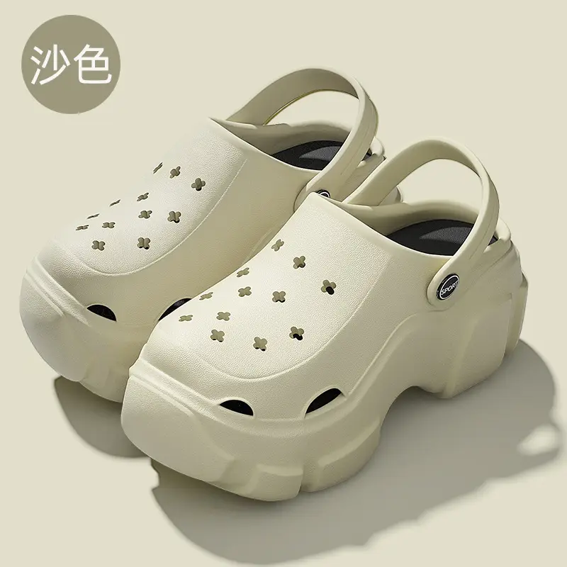 Thick-Soled Croc Shoes Women's Summer Outerwear Thick-Soled Beach Non-Slip Baotou Shit-Feeling Shoe Buckle Sandals and Slippers for Home Summer Wholesale