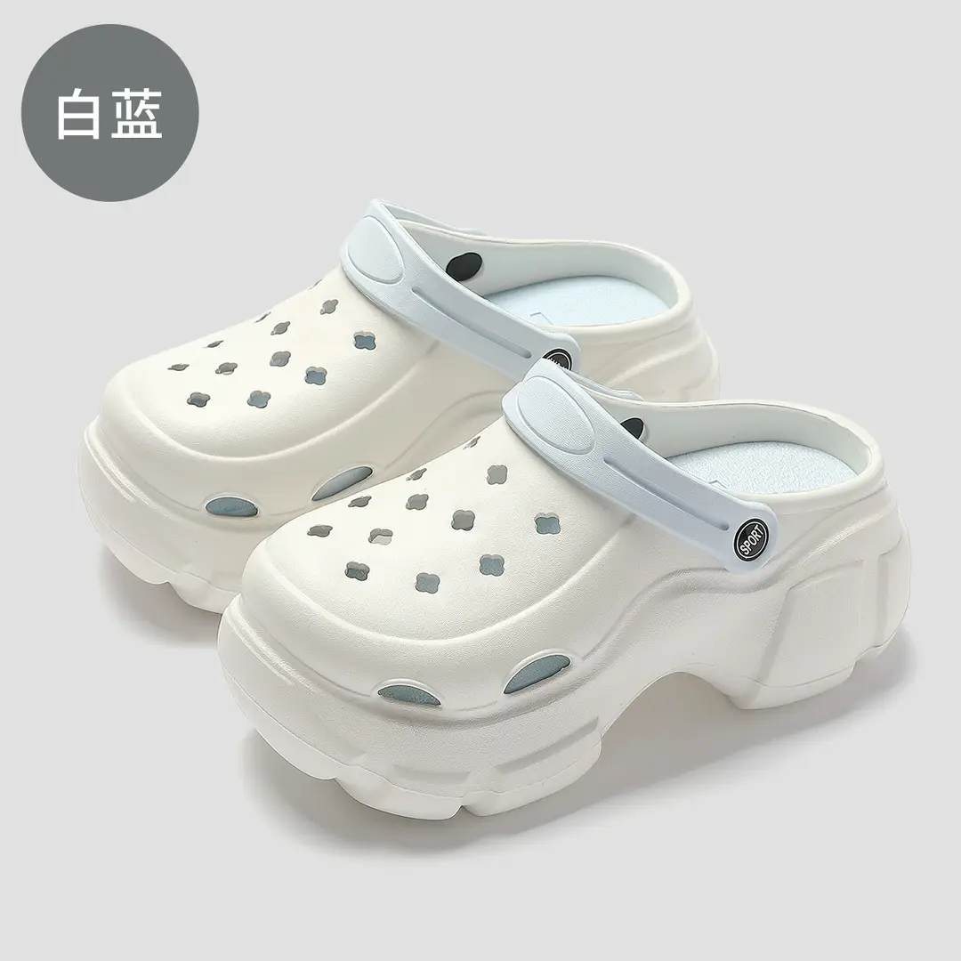 Thick-Soled Croc Shoes Women's Summer Outerwear Thick-Soled Beach Non-Slip Baotou Shit-Feeling Shoe Buckle Sandals and Slippers for Home Summer Wholesale