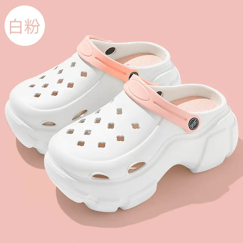 Thick-Soled Croc Shoes Women's Summer Outerwear Thick-Soled Beach Non-Slip Baotou Shit-Feeling Shoe Buckle Sandals and Slippers for Home Summer Wholesale