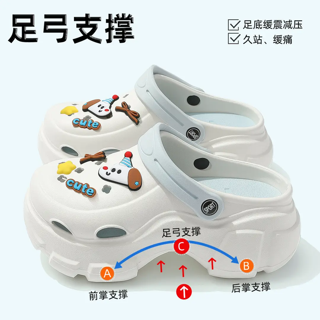 Thick-Soled Croc Shoes Women's Summer Outerwear Thick-Soled Beach Non-Slip Baotou Shit-Feeling Shoe Buckle Sandals and Slippers for Home Summer Wholesale