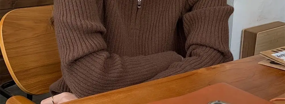 2026 Autumn/Winter New Zipper Sweater Knitwear for Women, Loose Fit, Stylish and Unique Design, Trendy Base Layer Top — feature 19