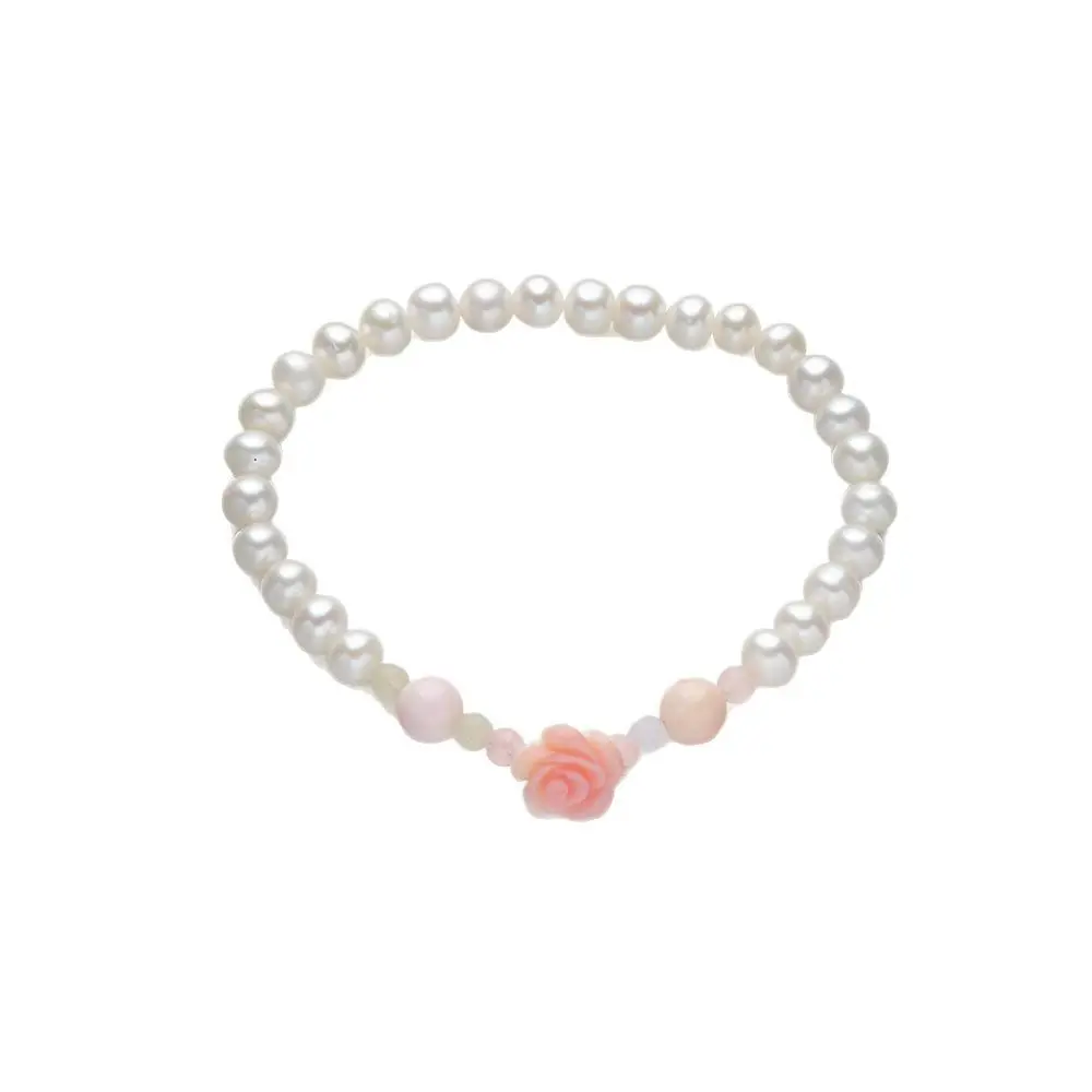 Pink Floral Pearl Bracelet for Women - Image 5